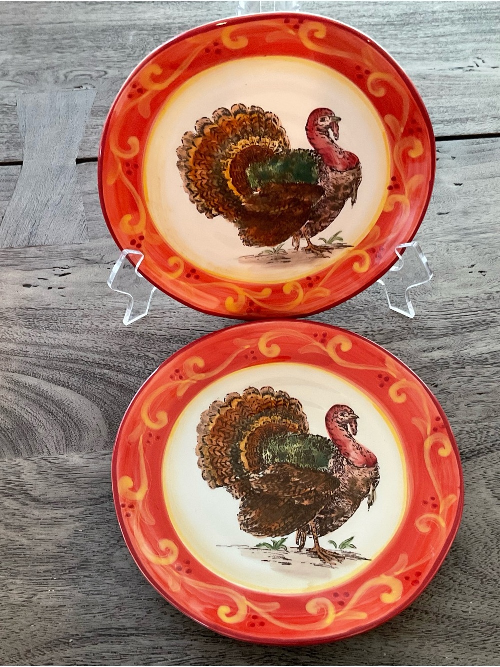 Maxcera Royal Turkey Ceramic 8-1/4” in Diameter Plates, Set of 2